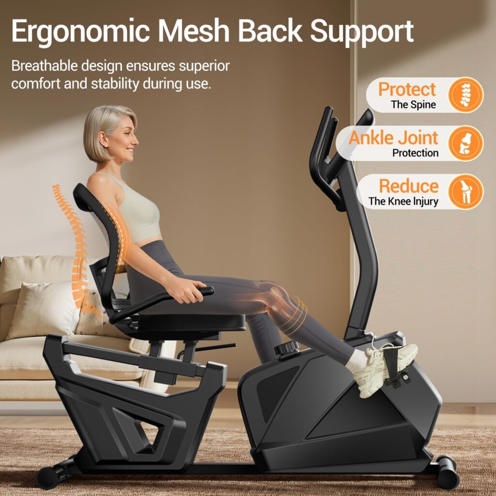 CURSOR FITNESS Recumbent Exercise Bike with adjustable seat and pedals