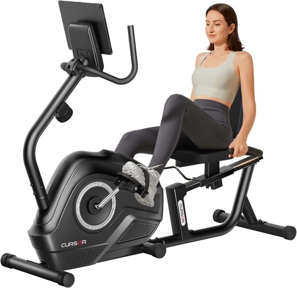 CURSOR FITNESS Recumbent Exercise Bike with 16-Level Magnetic Resistance and Adjustable Seat