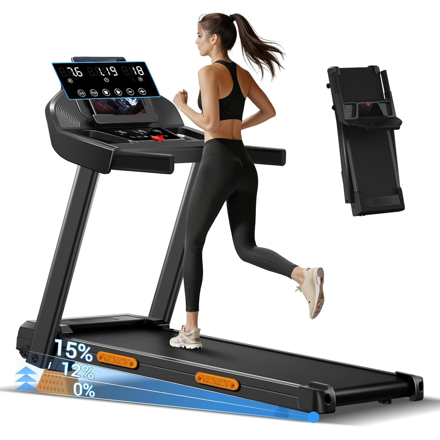 CURSOR FITNESS 15% Incline Treadmill for Home 400LBS