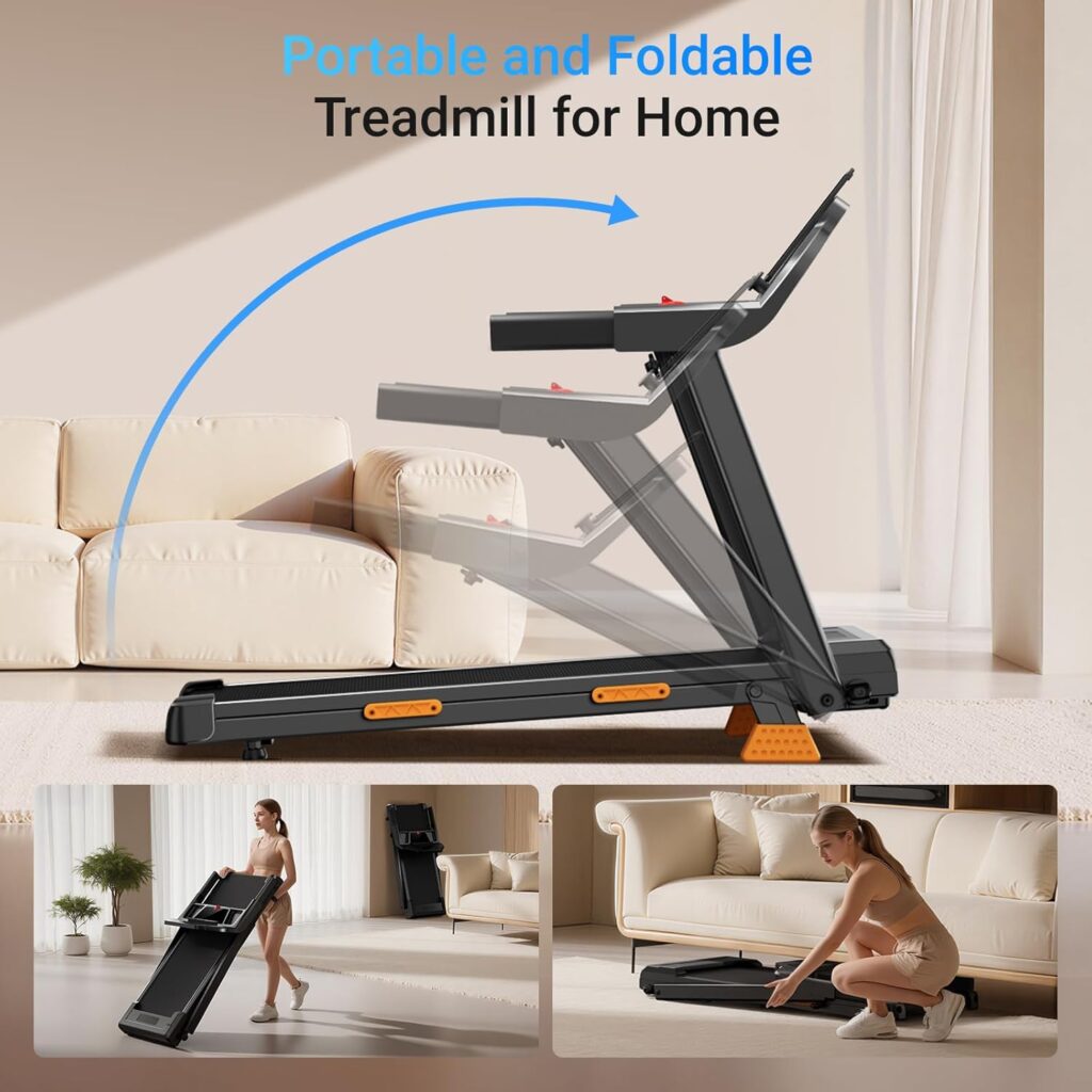 CURSOR FITNESS Folding Treadmill with built-in handrails